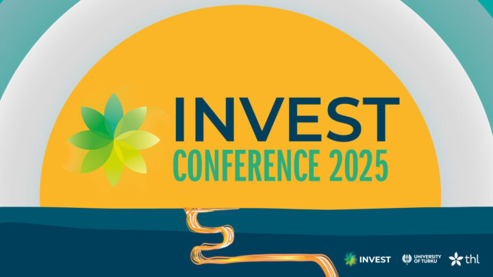 Raising sun and a river with reflection and text INVEST Conference 2025.