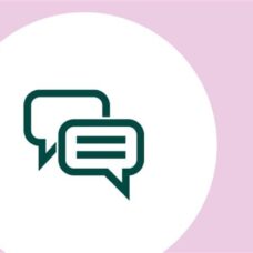 Kaksi puhekuplaa ympyrässä.