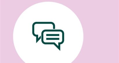 Kaksi puhekuplaa ympyrässä.