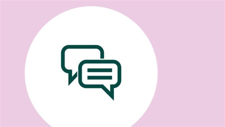 Kaksi puhekuplaa ympyrässä.